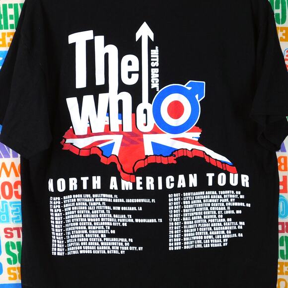 The Who Hits Back Tour 2022 T Shirt Size L Double Sided Dates Rock Band Merch - Picture 5 of 5